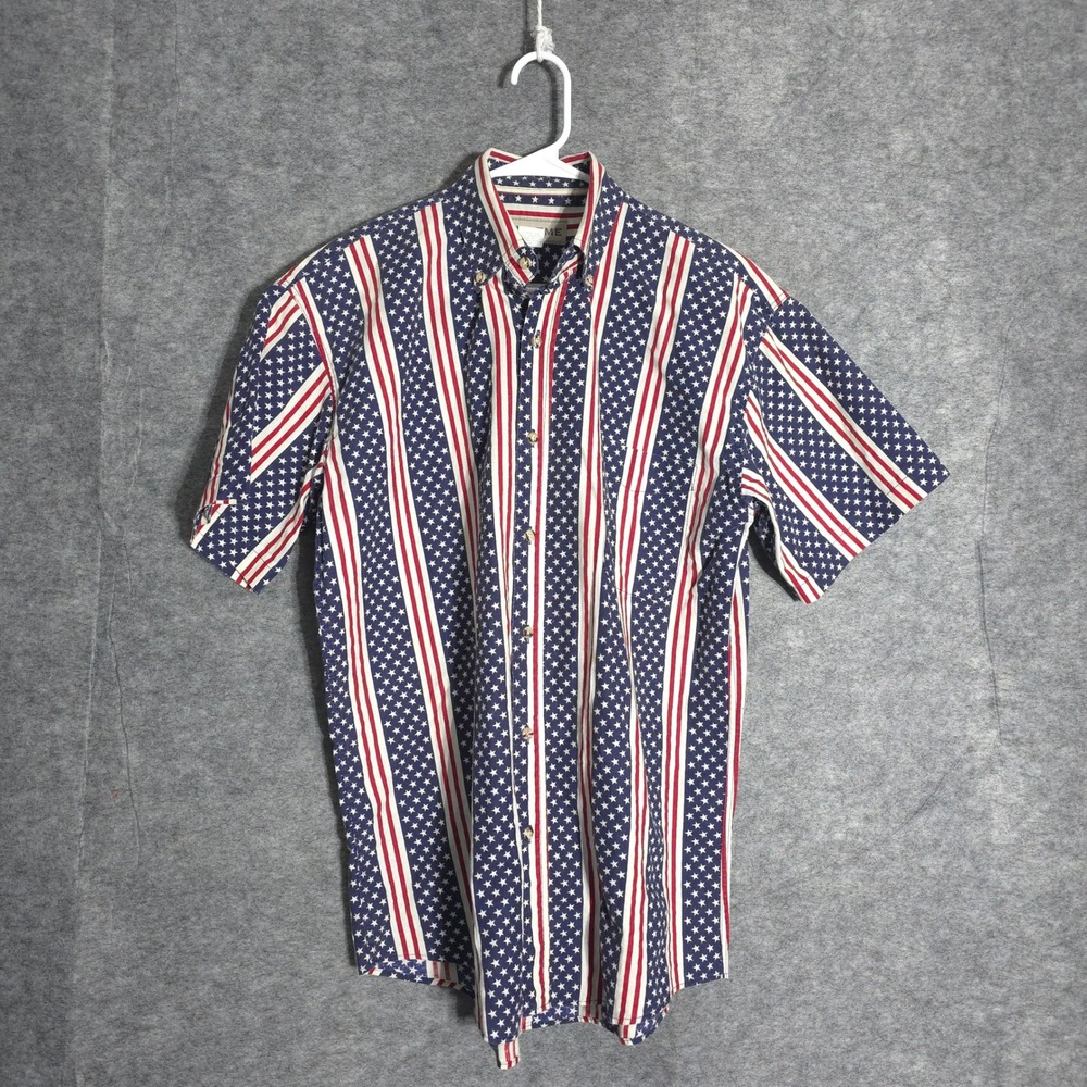 Supreme USA Flag Print Shirt Mens S Short Sleeve Button Up Patriotic Streetwear